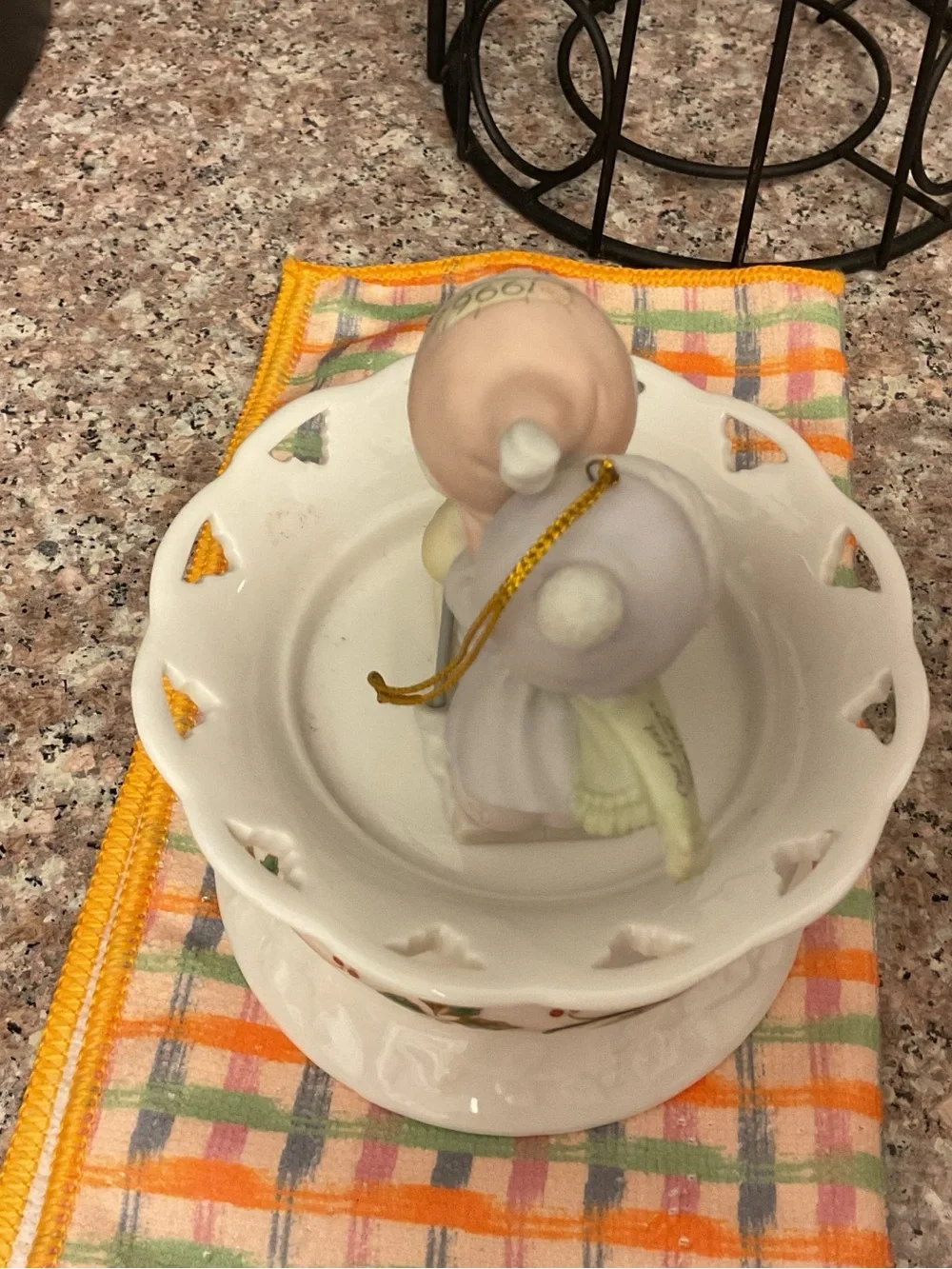 Precious Moments Pink & White Skiing Couple Figurine Ornament